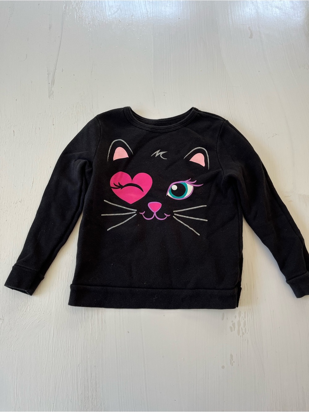 Garanimals Black Sweatshirt with Pink Heart Cat Face